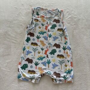Angel Dear Dinosaur Print Romper | 18–24M | Bamboo Blend | Sleeveless One-Piece